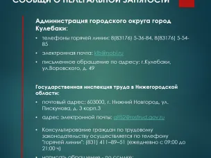 СООБЩИ О НЕЛЕГАЛЬНОЙ ЗАНЯТОСТИ